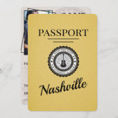 Yellow Nashville Passport Save the Date (Vorne/Hinten)