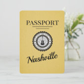Yellow Nashville Passport Save the Date (Stehend Vorderseite)