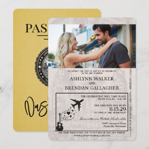 Yellow Nashville Passport Wedding Einladung