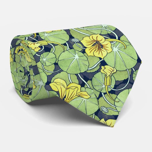 Yellow Nasturtium Blume Pattern William Morris Krawatte (Gerollt)