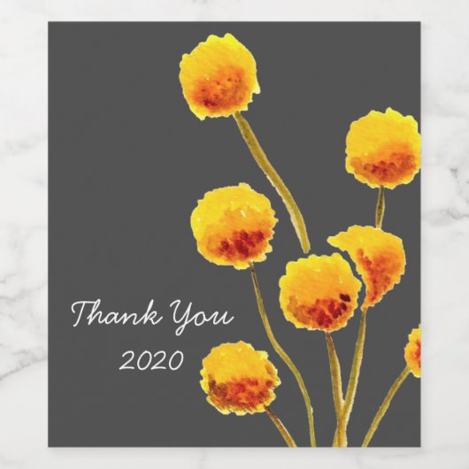 Yellow Native Australian Billy Button Blume Weinetikett (Einzelnes Label)