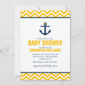 Yellow Nautical Baby Dusche Einladung (Vorderseite)