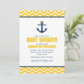 Yellow Nautical Baby Dusche Einladung (Stehend Vorderseite)
