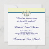 Yellow Navy Blue Cross in Love Memory Memorial Einladung (Rückseite)