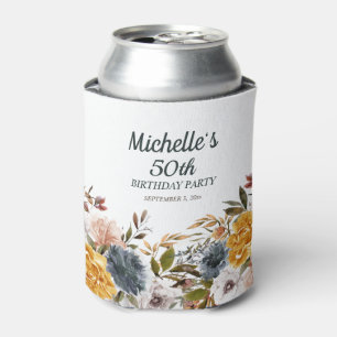 Yellow Navy Blue Floral 50. Geburtstag Dosenkühler