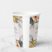 Yellow Navy Blue Floral Glitzer 40. Geburtstagsnam Pappbecher (Rechts)