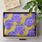 Yellow Navy Blue Floral Patterns Flowers Roses Seidenpapier (Geschenk)