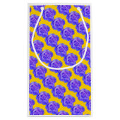 Yellow Navy Blue Floral Patterns Roses Flowers Kleine Geschenktüte (Rückseite)