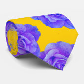 Yellow Navy Blue Floral Rose Classy Gift Favor Krawatte (Gerollt)