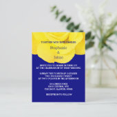 Yellow Navy Blue Floral Rose Simple Wedding Einladungspostkarte (Stehend Vorderseite)