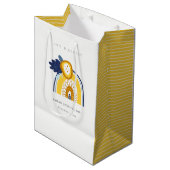 Yellow Navy Boho Floral Regenbogen jedes Alter Geb Mittlere Geschenktüte (Vorderseite Schrägansicht)