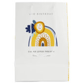 Yellow Navy Boho Floral Regenbogen jedes Alter Geb Mittlere Geschenktüte (Rückseite)