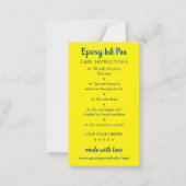 Yellow Navy Care Instructions for Epoxy Pen Mitteilungskarte (Vorderseite)