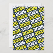 Yellow & Navy Modernes Abschluss Foto Einladung (Rückseite)