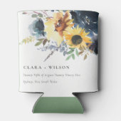 Yellow Navy Sonnenblumen Hochzeit von Aquarellblum Dosenkühler (Rückseite)