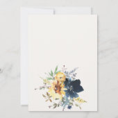 Yellow Navy Sonnenblumen Hochzeit von Aquarellblum Einladung (Rückseite)