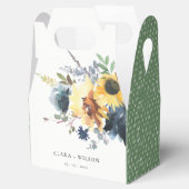 Yellow Navy Sonnenblumen Hochzeit von Aquarellblum Geschenkschachtel (Geöffnet)