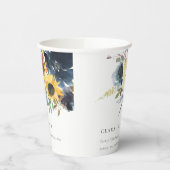 Yellow Navy Sonnenblumen Hochzeit von Aquarellblum Pappbecher (Links)