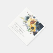 Yellow Navy Sonnenblumen Hochzeit von Aquarellblum Serviette (Ecke)