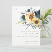 Yellow Navy Sonnenblumendusche Einladung (Stehend Vorderseite)