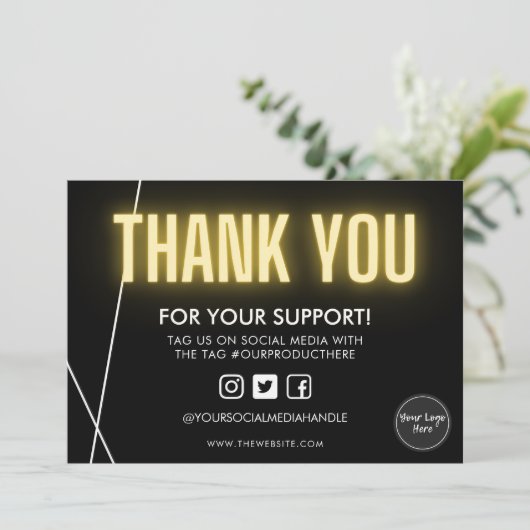 Yellow Neon Danke, dass Sie die Media-Einlage des Einladung (Stehend Vorderseite)