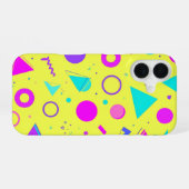 Yellow Neon Memphis Geometric 80s Design iPhone 16 Hülle (Rückseite (Horizontal))