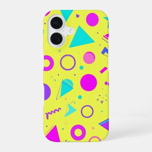 Yellow Neon Memphis Geometric 80s Design iPhone 16 Hülle (Rückseite)