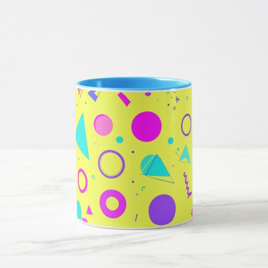 Yellow Neon Memphis Geometric 80s Design Tasse (Zentrum)