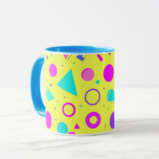 Yellow Neon Memphis Geometric 80s Design Tasse