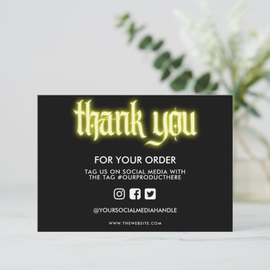 Yellow Neon Sign Vielen Dank, dass Sie Media Inser (Stehend Vorderseite)