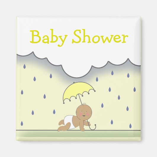 Yellow Neutral Baby Shower Magnet - Regen & Regens (Vorne)