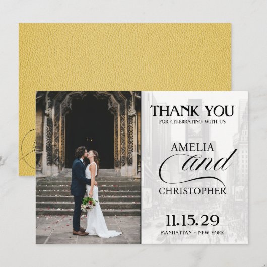 Yellow New York City Passport Dankeskarte (Vorne/Hinten)