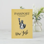 Yellow New York City Passport Save the Date (Stehend Vorderseite)