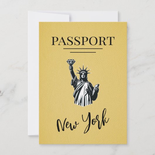 Yellow New York City Passport Save the Date (Vorderseite)