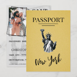 Yellow New York City Passport Save the Date