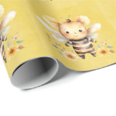 Yellow Niedlich Bee Florals Baby Dusche Geschenkpapier (Rolleneckpunkt)
