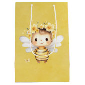 Yellow Niedlich Bee Florals Baby Dusche Mittlere Geschenktüte (Rückseite)