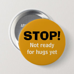Yellow NO HUGS Button