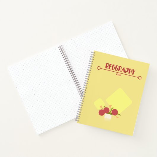 Yellow Notebook with red geometric flowers Notizblock (Innenseite)