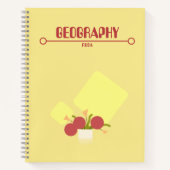 Yellow Notebook with red geometric flowers Notizblock (Vorderseite)