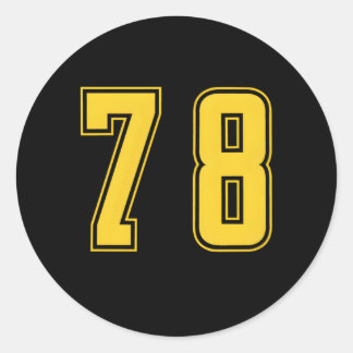 Yellow Number 78 Team Junior Sports Numbered Unifo Runder Aufkleber