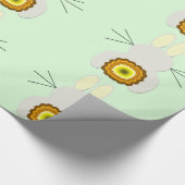 Yellow Oaster Bunny auf grünem Wrapper Geschenkpapier (Ecke)