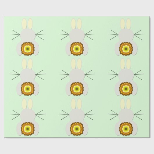 Yellow Oaster Bunny auf grünem Wrapper Geschenkpapier (Flach)