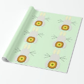 Yellow Oaster Bunny auf grünem Wrapper Geschenkpapier (Ungerollt)