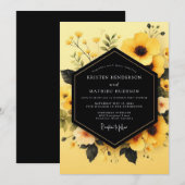 Yellow Obsidian Bloom Wedding Einladung (Vorne/Hinten)