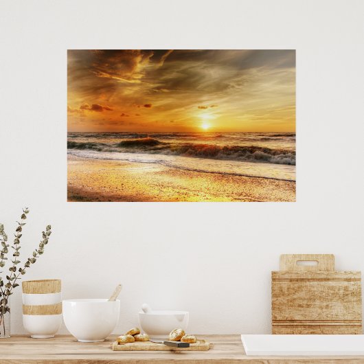 Yellow Ocean Beach Nature Wall Poster (Küche)