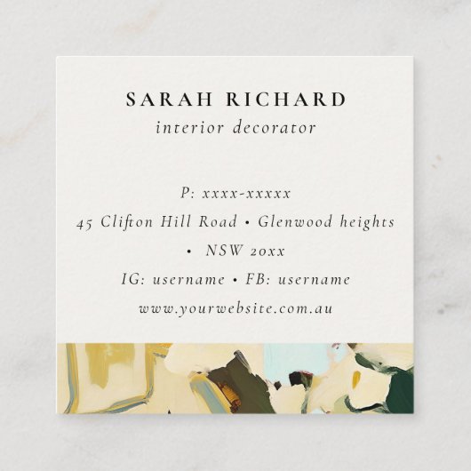 Yellow Ochre bemalt Floral Vielen Dank für Ihre Be Quadratische Visitenkarte (Rückseite)