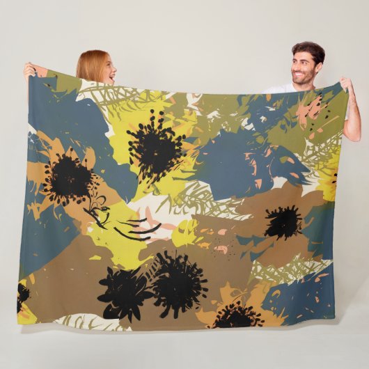 Yellow Ochre Florals Fleecedecke (Beispiel)