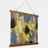 Yellow Ochre Florals Wandteppich Mit Holzrahmen (Gewinkelt)