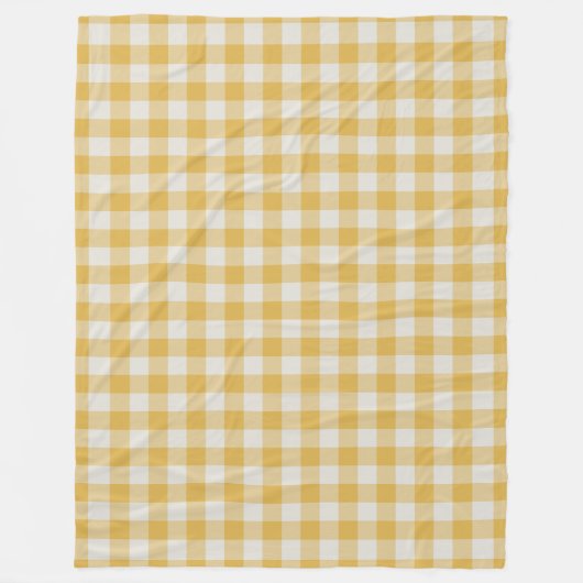 Yellow Ochre Gingham Karo Pattern Fleecedecke (Vorderseite)